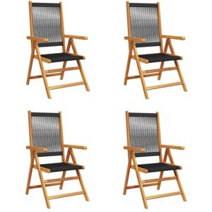 Vidaxl - Reclining Garden Chairs 4 pcs Black Solid Wood Acacia Vidaxl - Reclining Garden Chairs 4 pcs Black Solid Wood Acacia