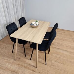 Kosy Koala - Dining Table and 4 Chairs Wood Effect 4 Black Velvet Chairs Dining Set Kosy Koala - Dining Table and 4 Chairs Wood Effect 4 Black Velvet Chairs Dining Set