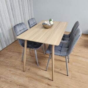 Kosy Koala - Dining Table and 4 Chairs Wood Effect 4 Grey Velvet Chairs Dining Set Kosy Koala - Dining Table and 4 Chairs Wood Effect 4 Grey Velvet Chairs Dining Set