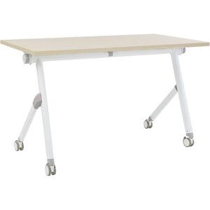 Beliani - Rectangular Modern Folding Desk with Casters Portable Mobile Table 120 x 60 cm Metal Frame Light Wood and White Bendi Beliani - Rectangular Modern Folding Desk with Casters Portable Mobile Table 120 x 60 cm Metal Frame Light Wood and White Bendi