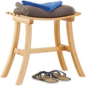 Relaxdays Bamboo Stool, Elegantly Curved Footstool, Wooden Chair, HxWxD: 48 x 56 x 28.5 cm, Natural Relaxdays Bamboo Stool, Elegantly Curved Footstool, Wooden Chair, HxWxD: 48 x 56 x 28.5 cm, Natural