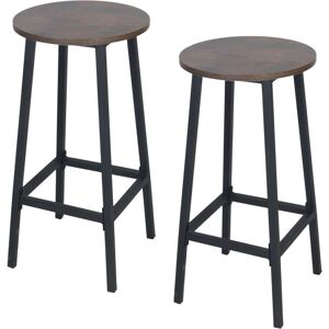 Relaxdays Bar Stools, Set of 2, HxD: 65 x 32 cm, Footrest, Wood-look & Metal, Industrial, Brown/Black Relaxdays Bar Stools, Set of 2, HxD: 65 x 32 cm, Footrest, Wood-look & Metal, Industrial, Brown/Black
