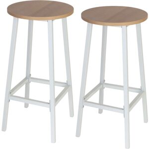 Relaxdays bar stools, 2pc set, HxD 65x32 cm, footrest, wood-effect & metal, Scandinavian, kitchen counter, natural/white Relaxdays bar stools, 2pc set, HxD 65x32 cm, footrest, wood-effect & metal, Scandinavian, kitchen counter, natural/white