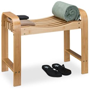 Relaxdays Bamboo Bathroom Stool - Natural, Ergonomic, Handles Relaxdays Bamboo Bathroom Stool - Natural, Ergonomic, Handles