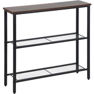 Relaxdays console table, HxWxD: 75 x 80 x 23 cm, metal, MDF, narrow hallway console, 3 shelf hall table, brown/black Relaxdays console table, HxWxD: 75 x 80 x 23 cm, metal, MDF, narrow hallway console, 3 shelf hall table, brown/black