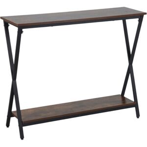 Relaxdays console table, HxWxD: 80 x 100 x 30 cm, metal, MDF, narrow hallway console, 2 shelves, brown/black Relaxdays console table, HxWxD: 80 x 100 x 30 cm, metal, MDF, narrow hallway console, 2 shelves, brown/black