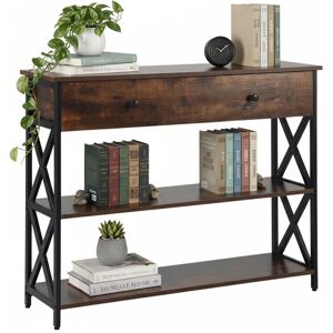 Relaxdays Console Table, Industrial, HWD: 80x100x30 cm, Metal, MDF, Slim Console with Drawer, Hallway, Brown/Black Relaxdays Console Table, Industrial, HWD: 80x100x30 cm, Metal, MDF, Slim Console with Drawer, Hallway, Brown/Black