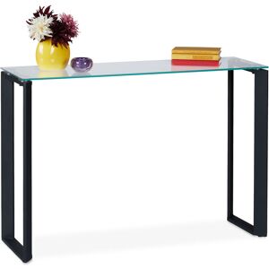 Relaxdays console table with glass tabletop, hallway sideboard, 110x35x75 cm (LxWxH), narrow side unit, metal, black Relaxdays console table with glass tabletop, hallway sideboard, 110x35x75 cm (LxWxH), narrow side unit, metal, black