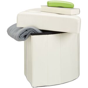 Relaxdays Corner Storage Ottoman, Folding Padded Stool with Storage Space, Modern Footstool HWD 38 x 38 x 38 cm, White Relaxdays Corner Storage Ottoman, Folding Padded Stool with Storage Space, Modern Footstool HWD 38 x 38 x 38 cm, White