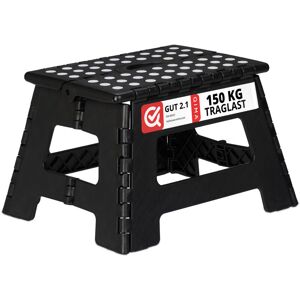 Folding Stool m, Portable, Step Stool, Kids' Bathroom Stool for up to 120 kg, Plastic, 22 cm Tall, Black - Relaxdays Folding Stool m, Portable, Step Stool, Kids' Bathroom Stool for up to 120 kg, Plastic, 22 cm Tall, Black - Relaxdays