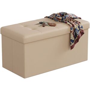 Relaxdays folding storage bench, faux leather, padded, hallway, bedroom, HxWxD: 38 x 76 x 38 cm, beige Relaxdays folding storage bench, faux leather, padded, hallway, bedroom, HxWxD: 38 x 76 x 38 cm, beige