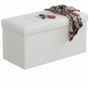 Relaxdays folding storage bench, faux leather, padded, hallway or bedroom, HxWxD: 38 x 76 x 38 cm, white Relaxdays folding storage bench, faux leather, padded, hallway or bedroom, HxWxD: 38 x 76 x 38 cm, white