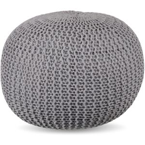 Relaxdays pouffe, knitted, HxD: 33 x 46 cm, polystyrene filling, round floor pouffe, boho stool, light grey Relaxdays pouffe, knitted, HxD: 33 x 46 cm, polystyrene filling, round floor pouffe, boho stool, light grey