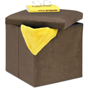 Ottoman, Stool with Storage, hwd 38 x 38 x 38 cm, Foldable, Cushioned Velvet and mdf, Brown - Relaxdays Ottoman, Stool with Storage, hwd 38 x 38 x 38 cm, Foldable, Cushioned Velvet and mdf, Brown - Relaxdays