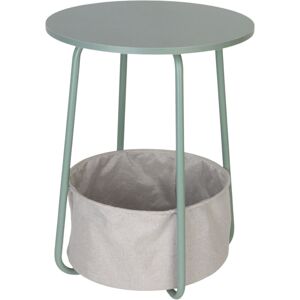 Relaxdays Round Coffee & Side Table with Fabric Basket, H 50 x D 40 cm, MDF & Metal, Mint/Grey Relaxdays Round Coffee & Side Table with Fabric Basket, H 50 x D 40 cm, MDF & Metal, Mint/Grey