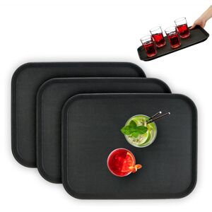 Relaxdays 3x Serving Trays, Rectangular, Drinks Plate, Non-Slip Rubber Surface, Waiter's Catering, 2 x 46 x 35 cm, Black Relaxdays 3x Serving Trays, Rectangular, Drinks Plate, Non-Slip Rubber Surface, Waiter's Catering, 2 x 46 x 35 cm, Black