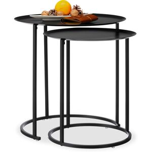 Relaxdays - Set of 2 Round Side Tables for the Living Room, Elevated Edge, Steel Frame, HxD: 50x50 cm, Anthracite Relaxdays - Set of 2 Round Side Tables for the Living Room, Elevated Edge, Steel Frame, HxD: 50x50 cm, Anthracite