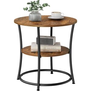Relaxdays side table, 2 shelves, HxD: 55x55 cm, wood-effect & metal, round, dark brown/black Relaxdays side table, 2 shelves, HxD: 55x55 cm, wood-effect & metal, round, dark brown/black