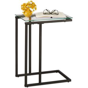 Relaxdays Side Table, C-shape, Modern Design, H x W x D: approx. 61 x 30 x 45 cm, Glass & Metal, Black Relaxdays Side Table, C-shape, Modern Design, H x W x D: approx. 61 x 30 x 45 cm, Glass & Metal, Black