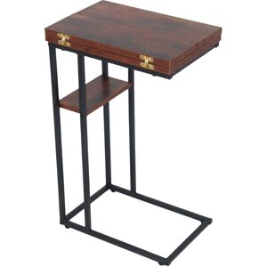 Relaxdays side table, HxWxD: 64 x 52 x 39 cm, foldable tabletop, MDF, metal, C-shape, end table, brown/black Relaxdays side table, HxWxD: 64 x 52 x 39 cm, foldable tabletop, MDF, metal, C-shape, end table, brown/black