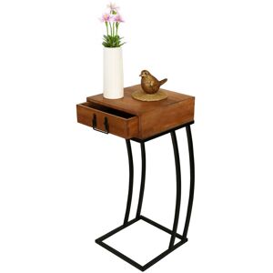 Relaxdays side table with drawer, HxWxD: 70 x 30 x 30 cm, wood & metal, C-shape, antique style, brown/black Relaxdays side table with drawer, HxWxD: 70 x 30 x 30 cm, wood & metal, C-shape, antique style, brown/black