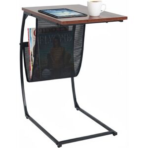 Relaxdays side table with magazine holder, HxWxD: 64x51x35 cm, MDF, metal, C-shape, industrial style, brown/black Relaxdays side table with magazine holder, HxWxD: 64x51x35 cm, MDF, metal, C-shape, industrial style, brown/black