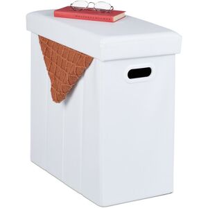 Stool with Storage Space, Imitation Leather, Upholstered, Foldable, Living Room, hwd: 49 x 48.5 x 27 cm, White - Relaxdays Stool with Storage Space, Imitation Leather, Upholstered, Foldable, Living Room, hwd: 49 x 48.5 x 27 cm, White - Relaxdays