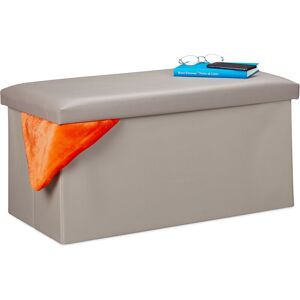Relaxdays - Storage Bench, Artificial Leather, 84 l Capacity, h x w x d: approx. 37.5 x 76.5 x 38.5 cm, Grey Relaxdays - Storage Bench, Artificial Leather, 84 l Capacity, h x w x d: approx. 37.5 x 76.5 x 38.5 cm, Grey