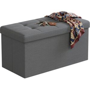 Relaxdays storage bench, foldable, upholstered fabric, hallway, bedroom, HWD 38 x 76 x 38 cm, seating trunk, dark grey Relaxdays storage bench, foldable, upholstered fabric, hallway, bedroom, HWD 38 x 76 x 38 cm, seating trunk, dark grey