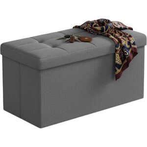 Relaxdays storage bench, foldable fabric, upholstered, hallway, bedroom, HWD 38 x 76 x 38 cm, grey Relaxdays storage bench, foldable fabric, upholstered, hallway, bedroom, HWD 38 x 76 x 38 cm, grey