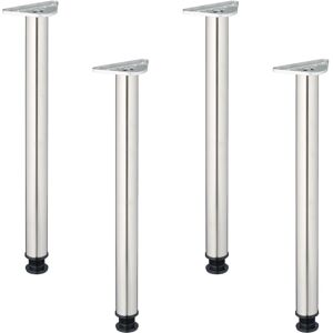 Table Legs, Set of 4, HxD: 71 x 6 cm, Stainless Steel, Adjustable Feet, for Desks & Dining Tables, Silver - Relaxdays Table Legs, Set of 4, HxD: 71 x 6 cm, Stainless Steel, Adjustable Feet, for Desks & Dining Tables, Silver - Relaxdays