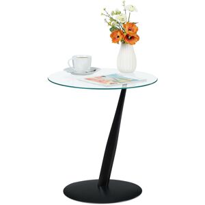 Relaxdays - Side Table, Round Coffee, h x w x d: approx. 49 x 45 x 45 cm, Glass and Steel, Black Relaxdays - Side Table, Round Coffee, h x w x d: approx. 49 x 45 x 45 cm, Glass and Steel, Black