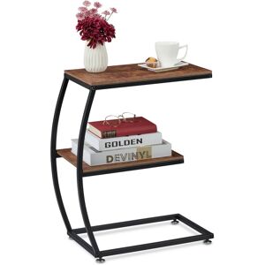 Relaxdays - Side Table, C-shape, Two Shelves, h x w x d: approx. 58.5 x 47.5 x 25 cm, mdf & Metal, Brown Relaxdays - Side Table, C-shape, Two Shelves, h x w x d: approx. 58.5 x 47.5 x 25 cm, mdf & Metal, Brown
