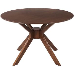 Beliani Dark Wood Round Dining Table - 120cm Retro Beliani Dark Wood Round Dining Table - 120cm Retro