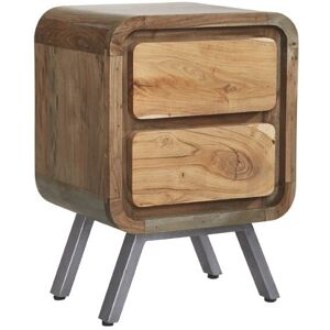 Verty Furniture - Retro Metal & Wood 2 Drawer Lamp Table - Two-Tone Verty Furniture - Retro Metal & Wood 2 Drawer Lamp Table - Two-Tone