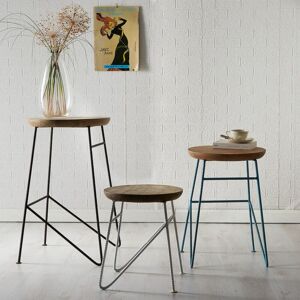 Verty Furniture - Retro Metal & Wood Round Set of 3 Stools - Two-Tone Verty Furniture - Retro Metal & Wood Round Set of 3 Stools - Two-Tone