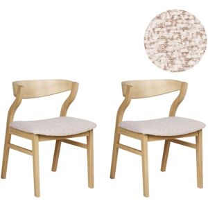 BELIANI Set of 2 Dining Chairs MAROA Wood Light Beige BELIANI Set of 2 Dining Chairs MAROA Wood Light Beige