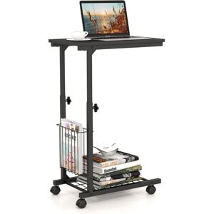 Costway - C-shaped Sofa Side Table Rolling End Table Height Adjustable w/ Storage Basket Costway - C-shaped Sofa Side Table Rolling End Table Height Adjustable w/ Storage Basket