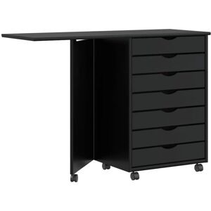 Vidaxl - Rolling Cabinet with Desk moss Black Solid Wood Pine Vidaxl - Rolling Cabinet with Desk moss Black Solid Wood Pine