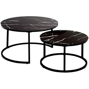 Kosy Koala - Round Coffee Table Set of 2 Nest of Tables Marble Glass Coffee Table Living Room Kosy Koala - Round Coffee Table Set of 2 Nest of Tables Marble Glass Coffee Table Living Room