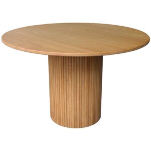SWEEEK Round rubberwood dining table and oak veneer 4 seats, Natural, 115x115x73 cm - Estelle SWEEEK Round rubberwood dining table and oak veneer 4 seats, Natural, 115x115x73 cm - Estelle