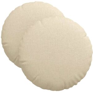Seat Cushions 2 pcs Cream Ø40 x 13 cm Fabric vidaXL Seat Cushions 2 pcs Cream Ø40 x 13 cm Fabric vidaXL