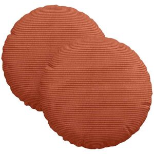 Seat Cushions 2 pcs Red Orange Ø 30 cm Corduroy Fabric vidaXL Seat Cushions 2 pcs Red Orange Ø 30 cm Corduroy Fabric vidaXL