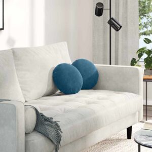 Seat Cushions 2 pcs Blue Ø 30 x 13 cm Velvet vidaXL Seat Cushions 2 pcs Blue Ø 30 x 13 cm Velvet vidaXL