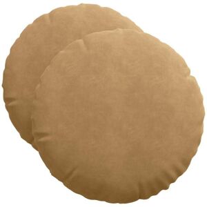 Seat Cushions 2 pcs Brown Ø50 x 19 cm Velvet vidaXL Seat Cushions 2 pcs Brown Ø50 x 19 cm Velvet vidaXL