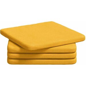 Seat Cushions 4 pcs Light Yellow 40 x 40 x 3 cm Corduroy Fabric vidaXL Seat Cushions 4 pcs Light Yellow 40 x 40 x 3 cm Corduroy Fabric vidaXL