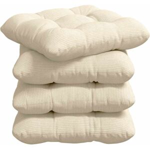 Seat Cushions 4 pcs Cream 40 x 40 cm Corduroy Fabric vidaXL Seat Cushions 4 pcs Cream 40 x 40 cm Corduroy Fabric vidaXL