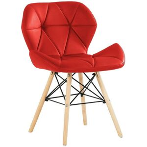 Life Interiors - Set of 1/2/4/6 Cecilia Eiffel Faux Leather Dining Chair Single - Red - Red Life Interiors - Set of 1/2/4/6 Cecilia Eiffel Faux Leather Dining Chair Single - Red - Red