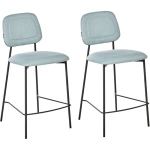 BELIANI Set of 2 Bar Chairs DUETTE Fabric Light Blue BELIANI Set of 2 Bar Chairs DUETTE Fabric Light Blue