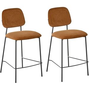 BELIANI Set of 2 Bar Chairs DUETTE Velvet Orange BELIANI Set of 2 Bar Chairs DUETTE Velvet Orange